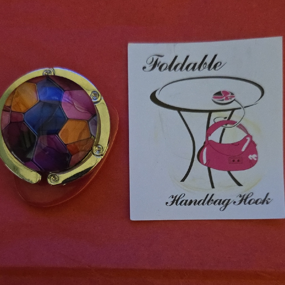 Foldable Handbag Hook - Multicolor Gold Accent